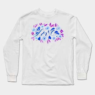 Love and flowers - blue and purple Long Sleeve T-Shirt